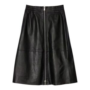 Ba&Sh Women's Skirt Pona Leather Knee Length Size 6 Black